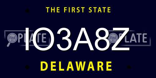 IO3A8Z Delaware License Plate