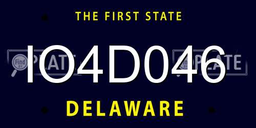 IO4D046 Delaware License Plate
