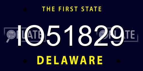 IO51829 Delaware License Plate