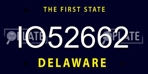 IO52662 Delaware License Plate