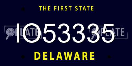 IO53335 Delaware License Plate