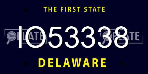 IO53338 Delaware License Plate