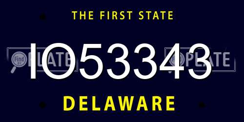 IO53343 Delaware License Plate