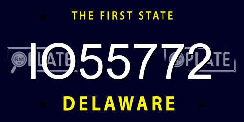 IO55772 Delaware License Plate
