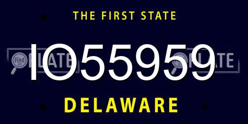 IO55959 Delaware License Plate