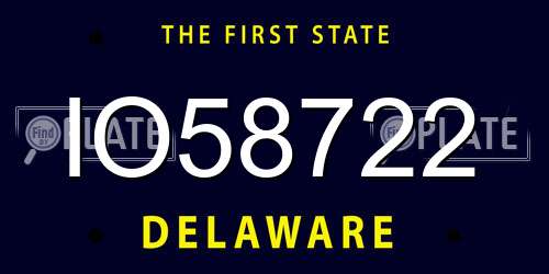 IO58722 Delaware License Plate