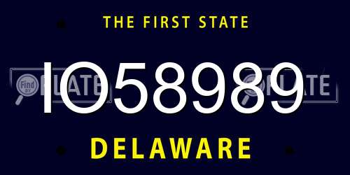 IO58989 Delaware License Plate