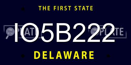 IO5B222 Delaware License Plate