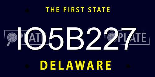 IO5B227 Delaware License Plate