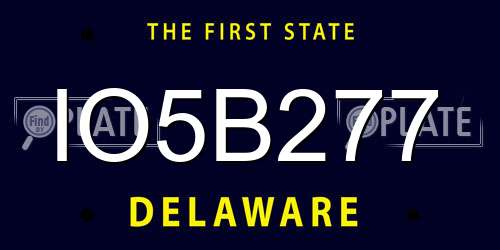IO5B277 Delaware License Plate
