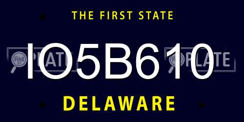 IO5B610 Delaware License Plate