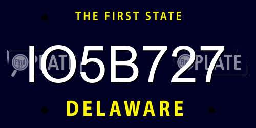 IO5B727 Delaware License Plate