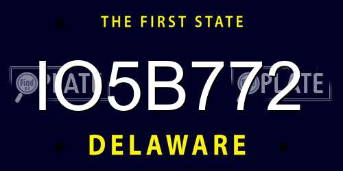 IO5B772 Delaware License Plate