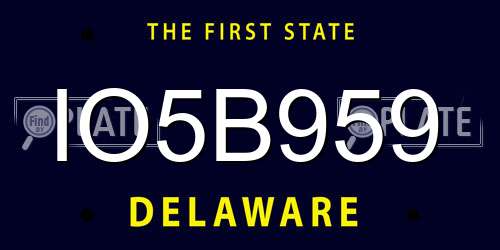 IO5B959 Delaware License Plate