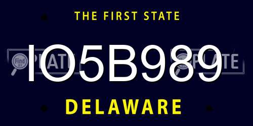 IO5B989 Delaware License Plate