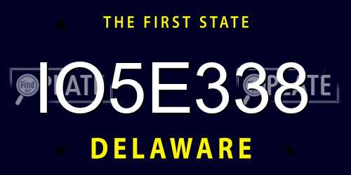 IO5E338 Delaware License Plate