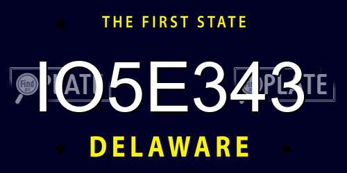 IO5E343 Delaware License Plate