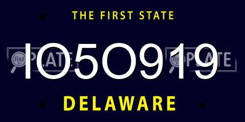 IO5O919 Delaware License Plate