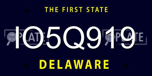 IO5Q919 Delaware License Plate