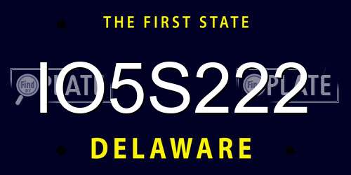 IO5S222 Delaware License Plate