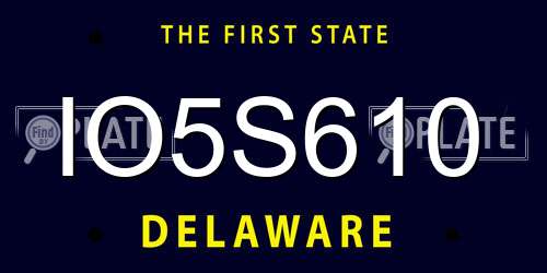 IO5S610 Delaware License Plate