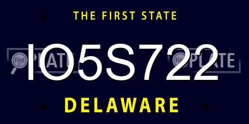 IO5S722 Delaware License Plate
