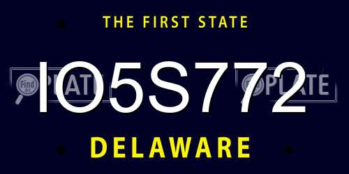 IO5S772 Delaware License Plate