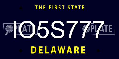 IO5S777 Delaware License Plate