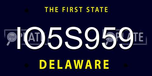 IO5S959 Delaware License Plate