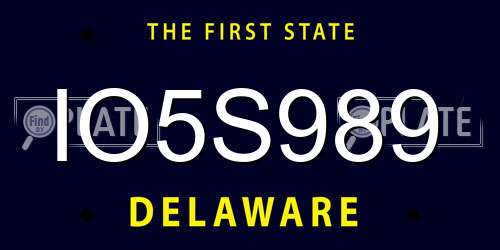 IO5S989 Delaware License Plate
