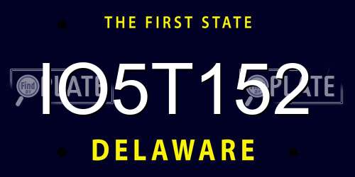 IO5T152 Delaware License Plate