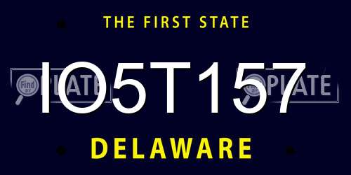 IO5T157 Delaware License Plate