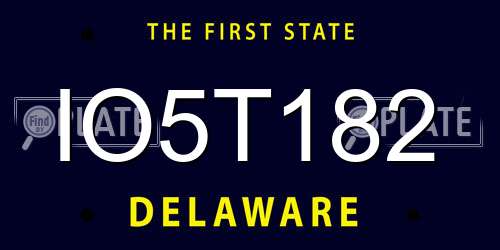 IO5T182 Delaware License Plate