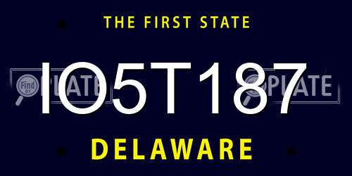 IO5T187 Delaware License Plate
