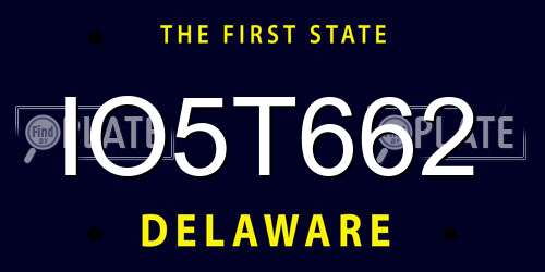 IO5T662 Delaware License Plate