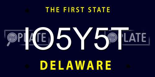 IO5Y5T Delaware License Plate