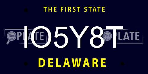 IO5Y8T Delaware License Plate