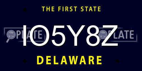 IO5Y8Z Delaware License Plate