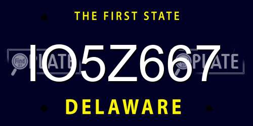 IO5Z667 Delaware License Plate
