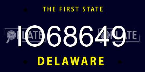 IO68649 Delaware License Plate