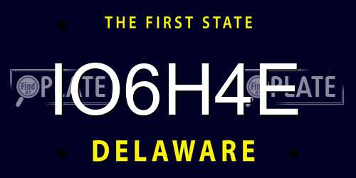 IO6H4E Delaware License Plate