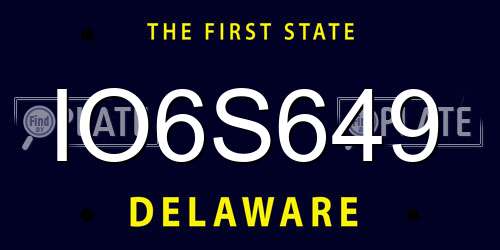 IO6S649 Delaware License Plate