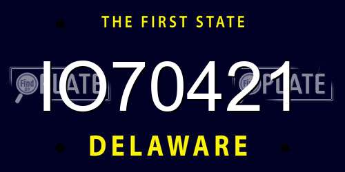 IO70421 Delaware License Plate