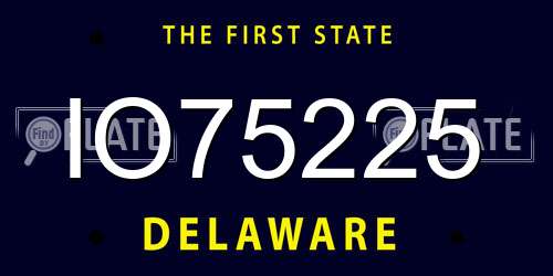 IO75225 Delaware License Plate
