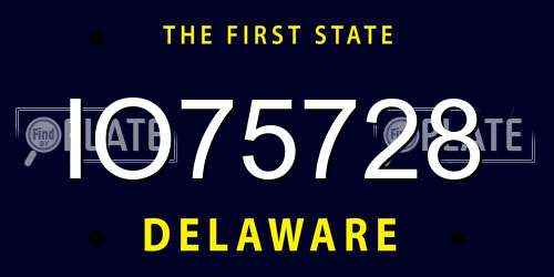 IO75728 Delaware License Plate