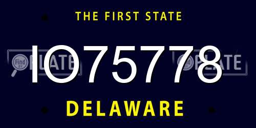 IO75778 Delaware License Plate