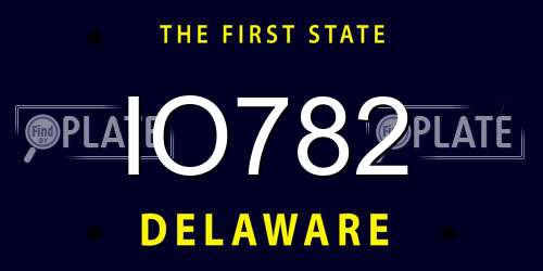 IO782 Delaware License Plate