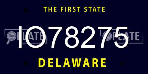 IO78275 Delaware License Plate