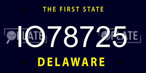 IO78725 Delaware License Plate