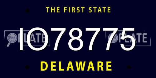IO78775 Delaware License Plate